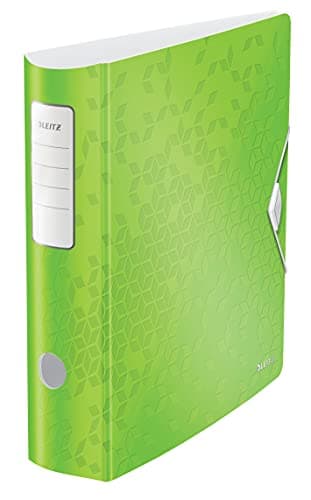 Image of Leitz 11060054 A4 Lever Arch File Active, Curved Spine 82mm Width, Elastic Fastening, Light Polyfoam, WOW Range, Green
