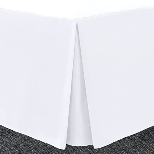 Image of Bronwen Mathew White Box Pleated Base Valance Sheet Single Bed Skirt Platform Valance Sheets, Microfibre Soft Brushed, Easy Care Non Iron (Single, White)