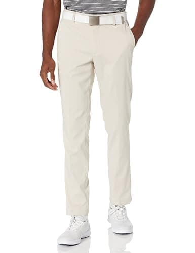 Image of Amazon Essentials Men's Slim-Fit Stretch Golf Trouser, Light Beige, 34W / 32L
