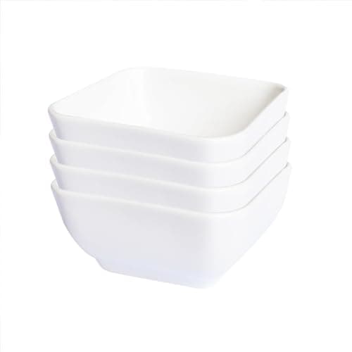 Image of Pirhosigma 4 pcs 7.5cm Square Porcelain Soy Sauce Dish Ceramic Dip Dipping Bowls White for Dinner Baking BBQ and Cooking