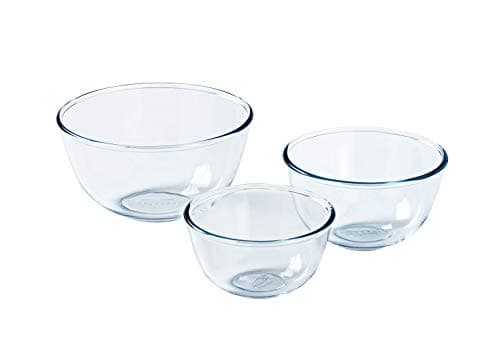 Image of Pyrex – 8023509 – 3 Pieces; Glass Mixing Bowls/Salad Bowl – 0.5 L; 1 L; 2 L – Borosilicate Glass – Heavy Duty – Made in France