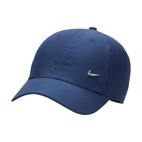 Image of NIKE FB5372-410 U NK DF Club Cap U CB MTSWSH L Hat Unisex Adult Midnight Navy/Metallic Silver Size S/M