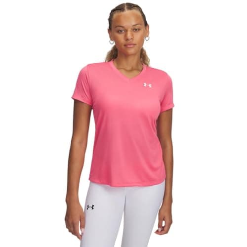 Image of Under Armour Women's Tech Short Sleeve V-Neck Solid, Comfortable Women's T-Shirt with Fast-Drying Material, Breathable Sports T-Shirt for Women