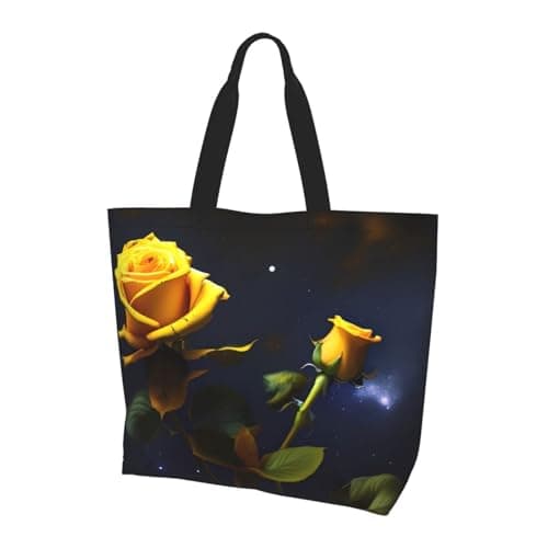 Image of chenfandi Yellow Roses Starry Night Shoulder bag with main compartment and inner pocket, suitable for travel, work, gym, unisex.