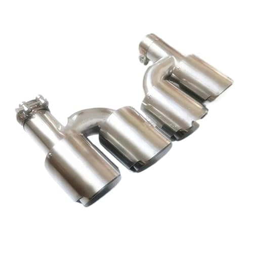 Image of Dual Exhaust Pipes 1Pair(Left+Right) ''H'' Type Dual Auto Exhaust Tip + Silver Stainless Steel Universal Muffler End Pipe Automobile Tailpipe(IN 57MM OUT 101MM)