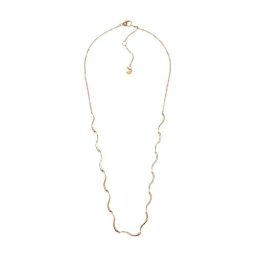 Image of Skagen Women's Stainless Steel or Semi precious with lobster clasp necklace, Oyster Gold
