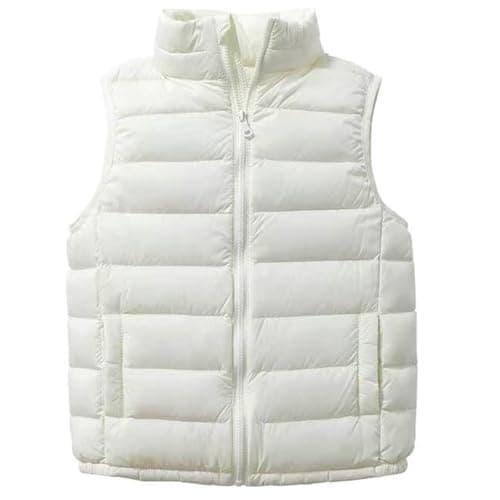 Image of Girls Puffer Gilets Themal Riding Horse Down Vest, Kids Boys Zipper Body Warmers Waistcoat Winter Warm Lightweight Padded Down Coats Outwear School Ouffits White 13-14 Years