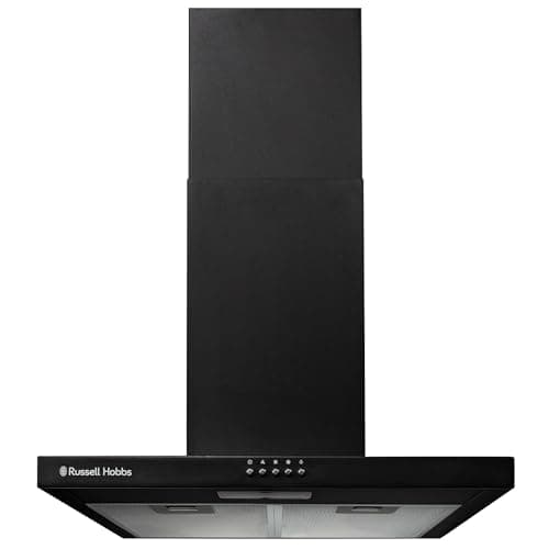 Image of Russell Hobbs Chimney Cooker Hood 60cm T-Shaped Kitchen Extractor Fan in Black, 3 Speed Settings & LED Light Extraction & Recirculation Features, 2 x Washable Aluminium Filters RHTCH600B1B