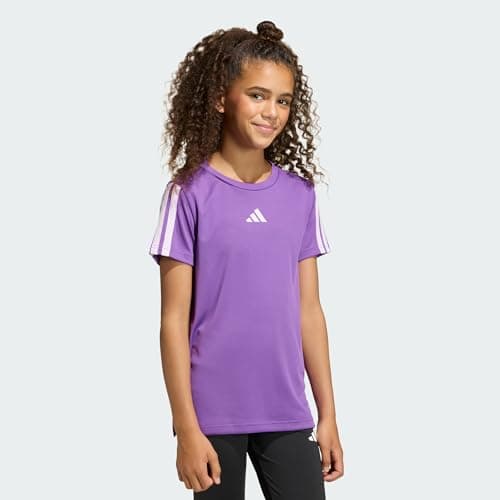 Image of adidas Girl's Train Essentials 3-Stripes T-Shirt, Active Purple/ice Lavender, 7-8 Years