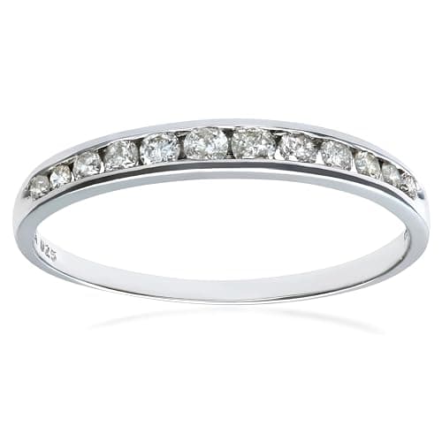 Image of Naava Women's 0.25 ct Diamond Channel Set Half Eternity Ring - Wedding Rings- 9 ct White Gold Ring for Women - Engagement Rings
