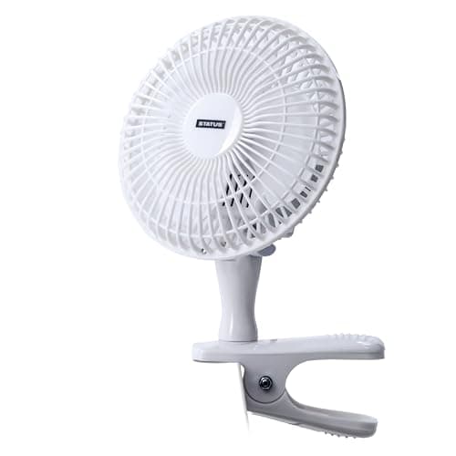 Image of Status 6 Inch Clip On Fan, Portable Mini Desk Cooling Fan for Home Office Bedside Gym Kitchen, 2 Speed Settings, Adjustable Tilt Head, White, (S6CLIPFAN1PKB)