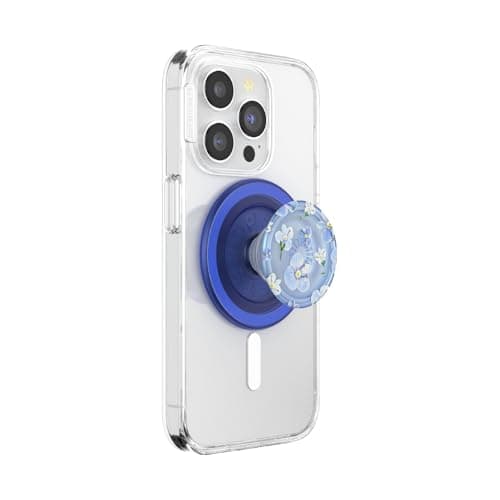 Image of PopSockets PopGrip for MagSafe, Magnetic Phone Grip & Stand, Swappable Top, Secure Grip for iPhone MagSafe Cases, Kickstand for Hands-Free Viewing, Wireless Charging Compatible - Blue Fields