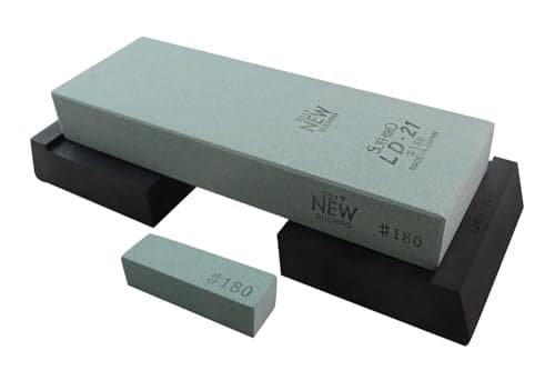Image of Suehiro Debado LD-21 Coarse sharpening stone: #180 with Rubber stand, 8.11 x 2.87 x 1.14 "