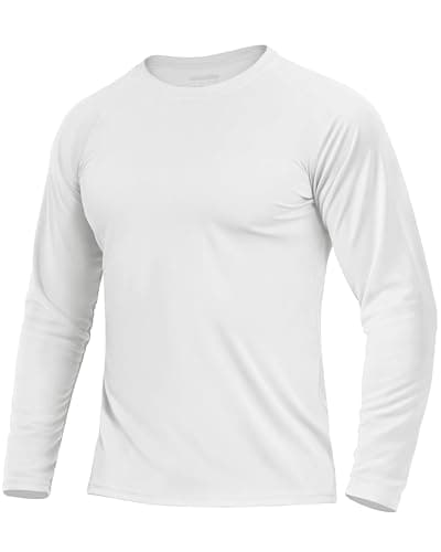 Image of TACVASEN Long Sleeve Tops Mens Summer Shirts Sun UV Protection T Shirts UPF 50+ Outdoor Hiking Shirt UV Protection Tshirts White