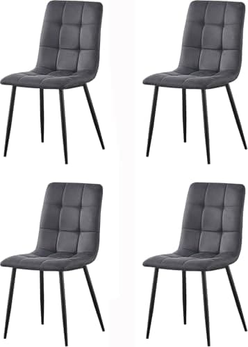Image of mcc direct Set of 4 Faux Matte Suede Leather Dining Chairs With metal Legs home& restaurants henri - Dark Grey