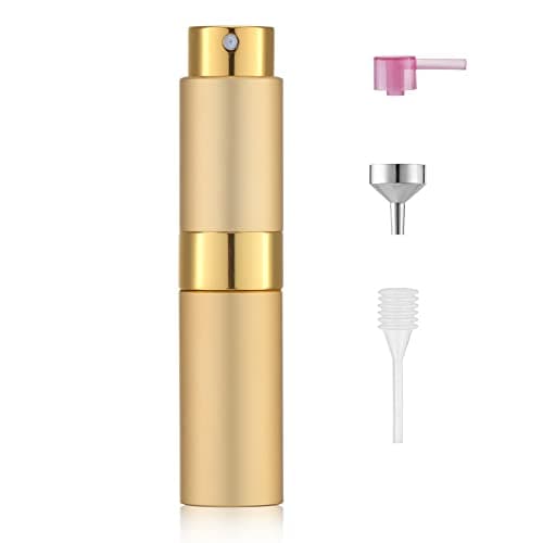Image of Toureal 8ml Travel Perfume Atomiser Refillable - Mini Aftershave Spray Bottle - Small Glass Fragrance Atomizer for Women - Portable Empty Cologne Refill Pump Dispenser for Men Gold