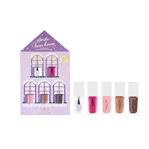 Image of Nails Inc London Town House Nail Polish Set, Limited Edition, Mothers Day Gift, Women & Girls Gifting, Quick Dry, Air Dry, High Shine, Long Lasting, Ultra Glossy, Manicure Set, Trendy 5 Piece Gift Set