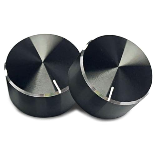 Image of IBYZSO 2Pcs Aluminum Control Knob - 6mm D-Shaft & Split Shaft Compatible, Hybrid Metal-Plastic Volume Knob for Encoder Potentiometer, Car Audio, Medical Equipment (Black),OD=20mm H=13mm