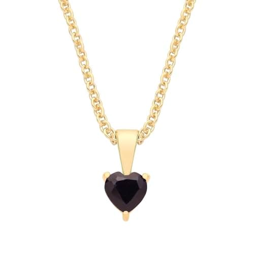 Image of 9ct Yellow Gold Natural Blue Sapphire Heart Solitaire Pendant September Birthstone + 18" Chain Necklace
