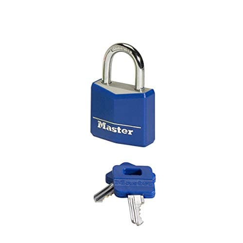 Image of Master Lock 9131EURDCOL Key Padlock in Aluminium with Vinyl Cover, Random Color, 3 x 5,2 x 1,6 cm