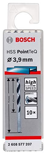 Image of Bosch Professional 10-piece PointTeQ HSS Twist Drill Bit (for Metal, 3.9 x 43 x 75 mm, Drill Driver Accessories)