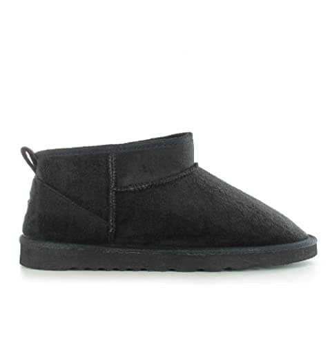 Image of ella Ella Ladies Ankle Boots Casual Winter Fleece Lined Faux Suede Snug Flat Cosy Warm Fashion Slip On Booties (Black, UK 7)