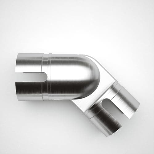 Image of Rothley Bannister Staircase Handrail Adjustable Elbow Connector 40mm Diameter in Brushed - Diecast Fitting for Home Interior Stair Rails