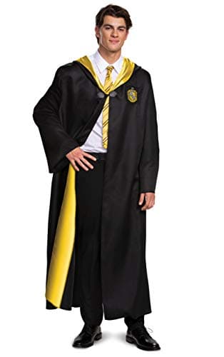 Image of DISGUISE unisex adult Hufflepuff Costume Outerwear, Black & Yellow, XXL 50-52 US