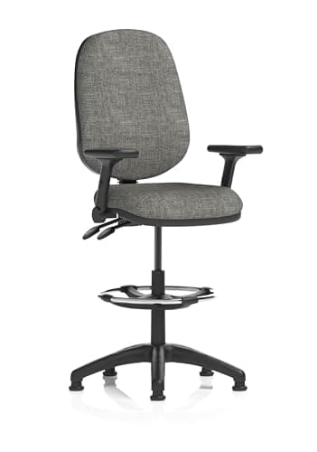 Image of Dynamic Eclipse Plus II Lever Task Operator Chair With High Rise Draughtsman Kit With Height Adjustable And Folding Arms Charcoal