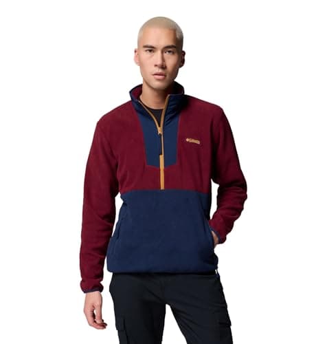 Image of Columbia Men's Sequoia Grove Half Zip Fleece, Fleece Pull Over, Rich Wine/Collegiate Navy, L