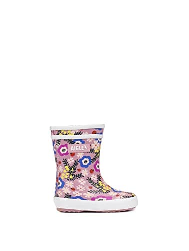 Image of Aigle Baby Flac Play2 Unisex Children's Rain Boot, Multicoloured Flower Power, 3.5 UK