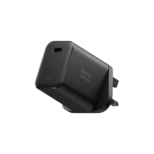 Image of Native Union Fast GaN Charger PD 45W – Ultra-Compact Power Delivery Enabled USB-C – Made of Recycled Materials – For MacBook Air, iPads, iPhones, Pixel, Galaxy & Other USB-C Devices (Black)