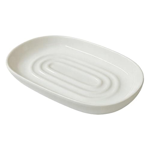 Image of Anti Slip Ceramic Soap Dish – Minimal White Soap Dish for Bathroom – Soap Tray Dish for Shower, Kitchen and Sink – Soap Holder to Keep Soap Dry & Easy to Clean (White)