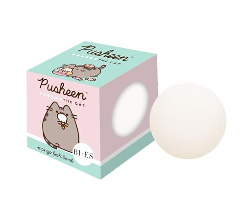 Image of Pusheen The Cat Bath Fizzing Bath Bomb for Kids - Refreshing Mango Scent, Vegan & Natural with Essential Oils (165g) - Gentle, Safe and Fun Bath Time Treat for Children Aged 3+