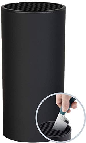 Image of Taylors Eye Witness Empty Knife Block Universal Holder - Stores 8 Kitchen Knives, max 8”/20cm Long. Black Soft Touch Finish. Simple And Elegant Cylindrical Design, For Any Worktop. 10 Yr Guarantee.