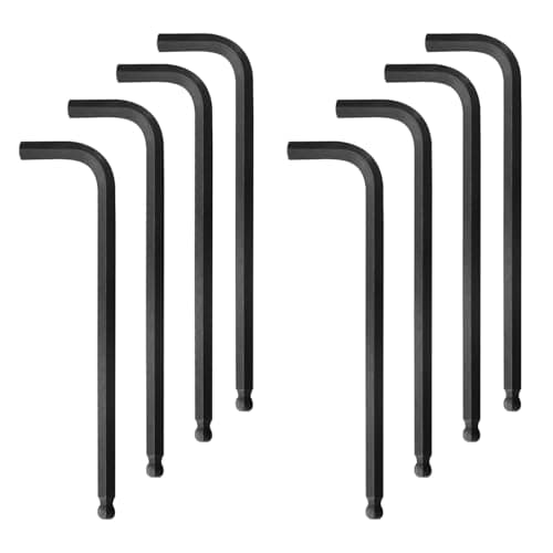 Image of Winfox 8Pcs 1/8" Ball End Hex Key Wrench, Long Allen Key, CR-V Steel with Black Oxide Finish, L-Shape Professional Repair Tool for Furniture, Bikes & Equipment