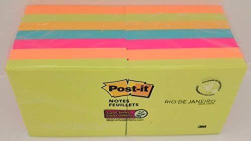 Image of Post-it Super Sticky Notes, 3 in x in, Rio de Janeiro Collection, 14 Pads, 90 Sheets/Pad