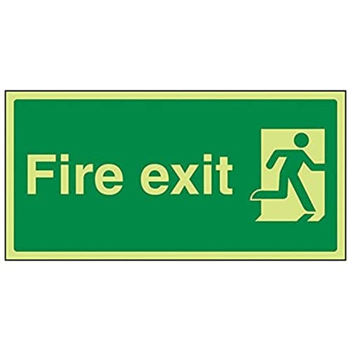 Image of V Safety Glow In The Dark Final Fire Exit Man Right Sign - 300mm x 150mm - Rigid Plastic