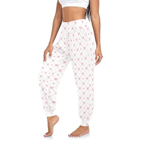 Image of GuoChe Women's Harems Pants Comfy Loose Athletic Workout Pants Joggers for Yoga Workout Travel, Blush Heart, S