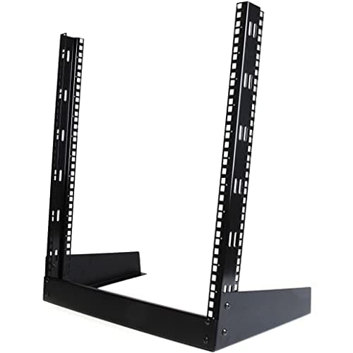 Image of StarTech.com 2-Post 12U Desktop Server Rack, Small Open Frame 19in Computer Rack, Compact Network Rack for AV / Studio / Data / IT Equipment, Free Standing Two-Post Home/Office Rack (RK12OD)