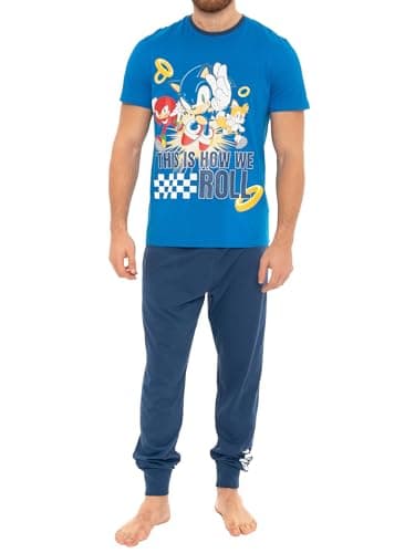 Image of Sonic The Hedgehog Pyjamas | Sonic Mens Pyjamas | Cotton Mens PJs Sets | Blue | Medium