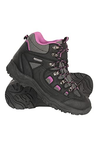 Image of Mountain Warehouse Adventurer Womens Waterproof Boots - Durable Hiking Shoes, Breathable, Synthetic Upper, Mesh Lining, Cushioned Footbed - Ideal for Walking & Trekking, Black, Womens Shoe Size 4 UK