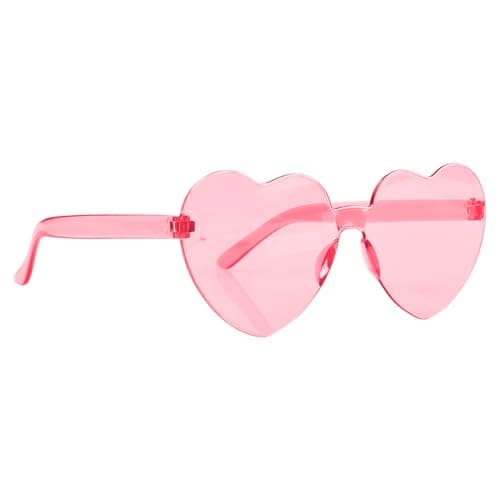 Image of Gaomumu Heart-Shaped One Piece Sunglasses,Vintage Fashion Rimless Love Candy Colour Glasses,Fancy Dress Novelty Eyewear for Adults(Pink)