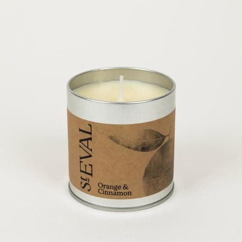 Image of St. Eval | Orange and Cinnamon Scented Tin Candle | Warm Tangy Fragrance with Hints of Spicy Cinnamon, Aniseed and Sweet Vanilla | Made in Cornwall | 45 Hours Burn Time| Great Gift