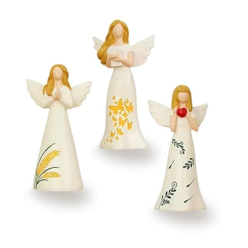 Image of 3 Pcs Guardian Angel Resin Statue Set, Blessing & Consolation Themed Guardian Angel Gifts, Unique Home Decor Ornaments for Bedroom & Living Room, Ideal Present for Loved One