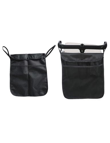 Image of 2pcs Baby Stroller Organizer With Two compartments Front Mesh Pocket for Bottle Nappy Diaper Storage, Detachable Straps,Fits for Stroller like Uppababy, Baby Jogger, Britax, Bugaboo, BOB (BLACK G)