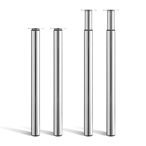 Image of CROWNSHOP 4PCS Table Legs, Adjustable Metal Breakfast Bar Leg, 71-110 cm Height, 60 mm Diameter, Folding Design for Kitchen Worktop, Dining Table (Chrome Plated, 4PCS)