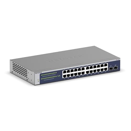Image of NETGEAR 24-Port Gigabit Ethernet Smart Switch (GS724T) - Managed, Optional 1 Year Insight Cloud Management, with 2 x 1G SFP, Desktop or Rackmount, and Limited Lifetime Protection