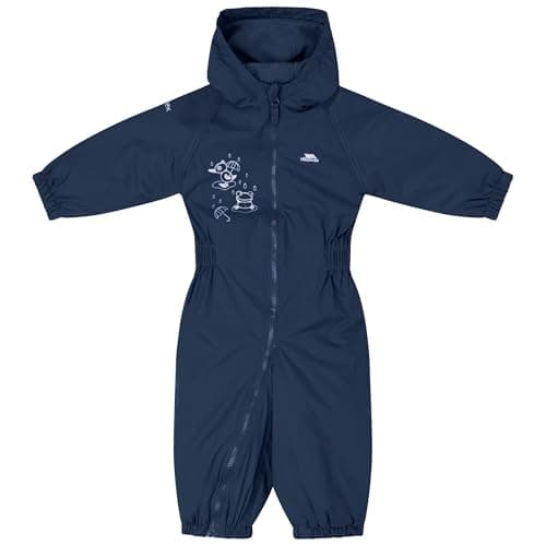 Image of Trespass Unisex Waterproof Babies Rain Suit Dripdrop - Elastic Cuffs and Ankles, Elasticated Side Waist, Full Body Length Zip, Reflective Piping, Grown on Hood, Padded
