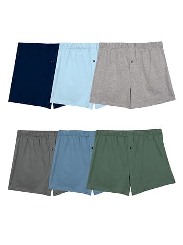 Image of Fruit of the Loom Men's Tag Free Knit Boxer Shorts, Relaxed Fit, Moisture Wicking, Color Multipacks, Assorted Solids, L